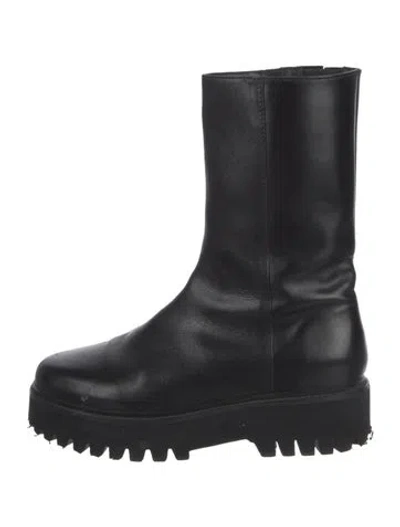 Pre-owned Dorothee Schumacher Leather Moto Boots In Black