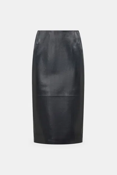 Dorothee Schumacher Leather Pencil Skirt In Blue