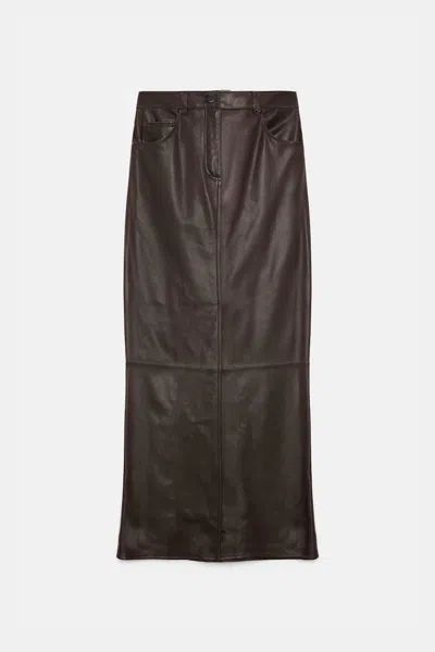 Dorothee Schumacher Leather Skirt In Brown