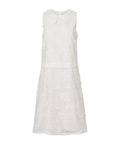 Dorothee Schumacher Mini Light Volumes Floral-embroidered Sleeveless Dress In White