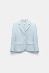 DOROTHEE SCHUMACHER LINEN BLEND CROPPED BLAZER WITH CROPPED SLEEVES