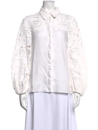 Pre-owned Dorothee Schumacher Linen Lace Pattern Blouse In White
