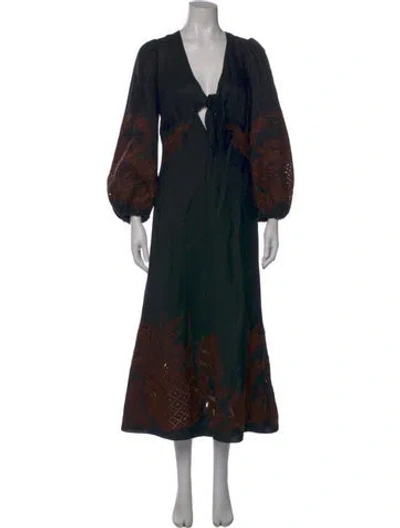Pre-owned Dorothee Schumacher Linen Long Dress In Black
