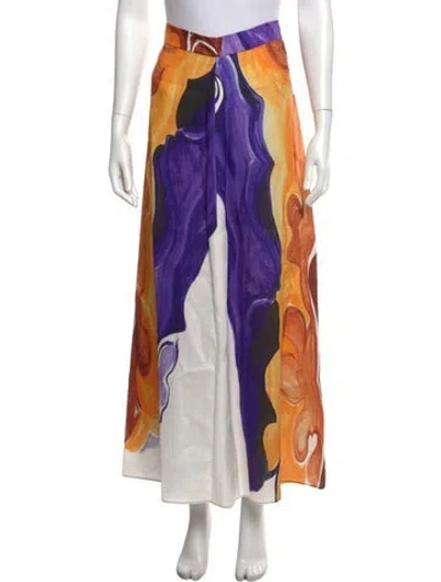 Pre-owned Dorothee Schumacher Linen Long Skirt In Multicolor