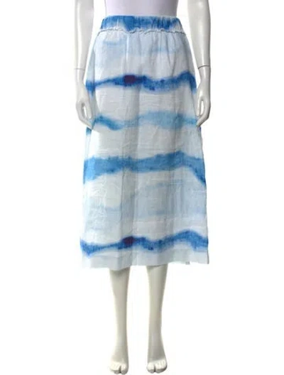 Pre-owned Dorothee Schumacher Linen Midi Length Skirt In Blue