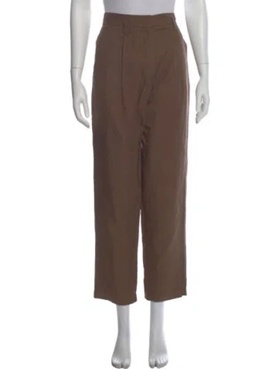Pre-owned Dorothee Schumacher Linen Straight Leg Pants In Brown
