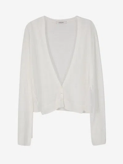 Dorothee Schumacher Linen V Neckline Cardigan In White