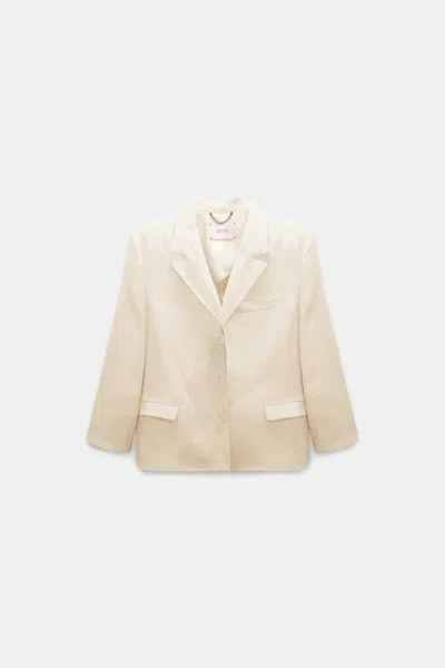 Dorothee Schumacher Linen-cotton Shrunken Blazer In Neutral