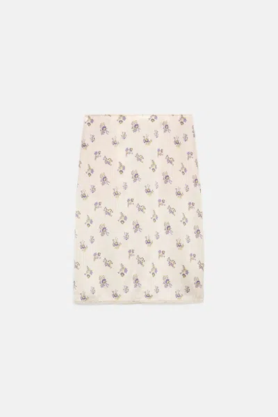 Dorothee Schumacher Lingerie-style Skirt In Printed Silk Satin In Neutral