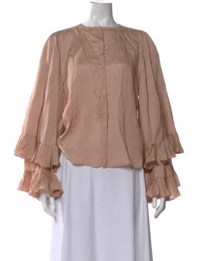 Pre-owned Dorothee Schumacher Long Sleeve Blouse In Neutral