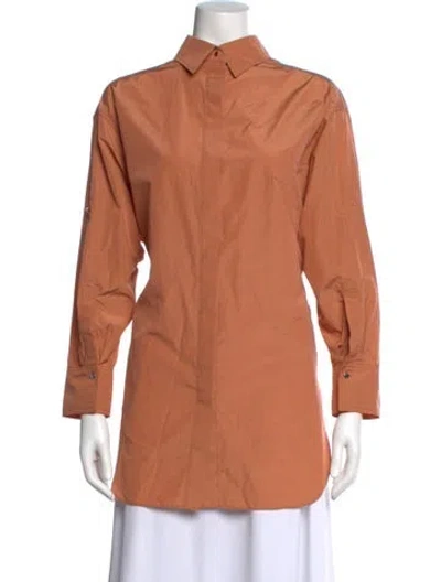 Pre-owned Dorothee Schumacher Long Sleeve Button-up Top In Neutral