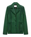 Dorothee Schumacher Soft Touch Button-down Suede Jacket In Green