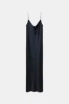 Dorothee Schumacher Loosely Fitted Stretch Silk-satin Midi-dress In Blue
