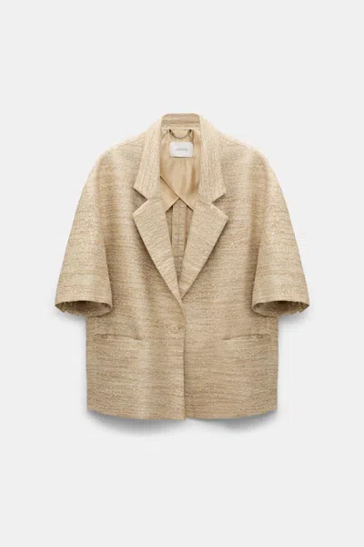 Dorothee Schumacher Lurex-tweed Short Sleeve Jacket. In Sand
