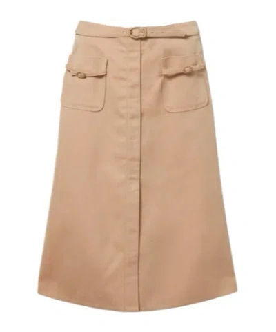 Dorothee Schumacher Luxury Layer Belted Cotton-blend Midi Skirt In Neutral