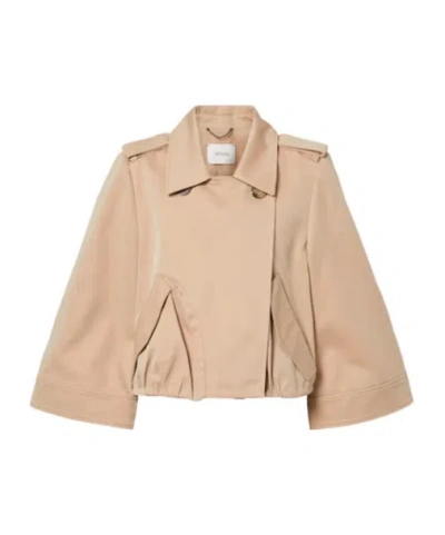 Dorothee Schumacher Luxury Layer Cropped Cotton-blend Jacket In Nude