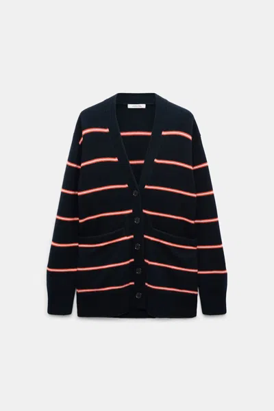 Dorothee Schumacher Merino-cashmere Striped Knit Cardigan In Multi