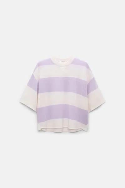 Dorothee Schumacher Merino-cashmere Striped Knit Top In Purple