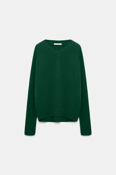 Dorothee Schumacher Merino-cashmere V-neck Pullover In Green
