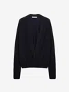 Dorothee Schumacher Wool-cashmere Pullover With Overlap Hem In Midnight Blue