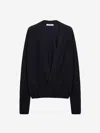 Dorothee Schumacher Wool-cashmere Pullover With Overlap Hem In Midnight Blue