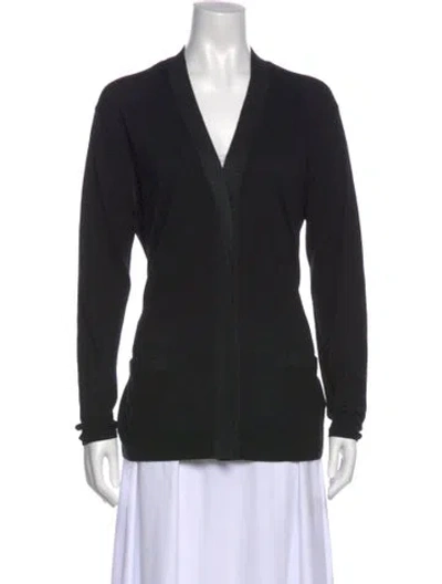 Pre-owned Dorothee Schumacher Merino Wool V-neck Sweater In Black