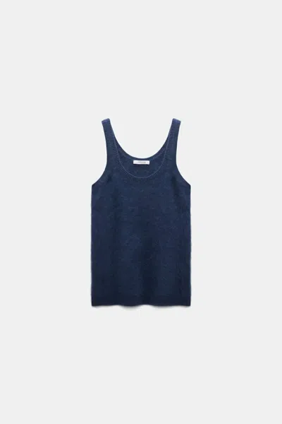 Dorothee Schumacher Merino-cashmere Fluffy Knit Tank Top In Blue