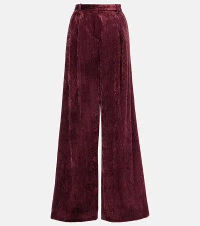Dorothee Schumacher Mid-rise Corduroy Wide-leg Pants In Burgundy