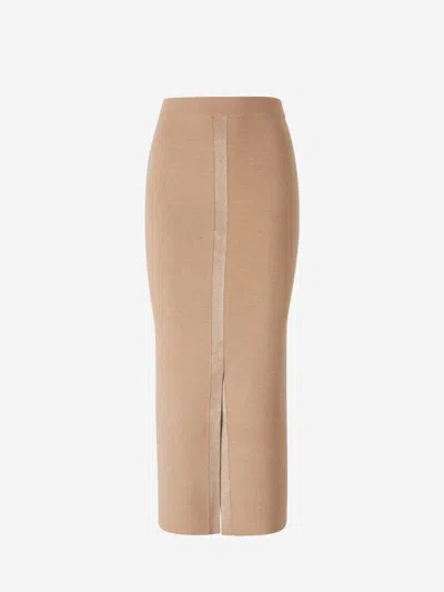 Dorothee Schumacher Midi Wool Skirt In Fine Ribbed Elastic Waistband
