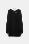 Dorothee Schumacher Minidress In Punto Milano With Silk Georgette Details In Black