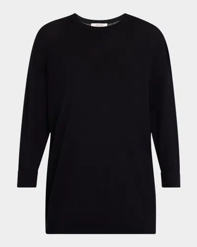 Dorothee Schumacher Mix And Match Crewneck Merino Wool Pullover In Dark Navy