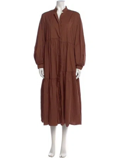 Pre-owned Dorothee Schumacher Mock Neck Long Dress In Brown