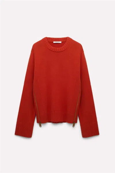 Dorothee Schumacher Modern Statement Sweater With Side Zippers In Red