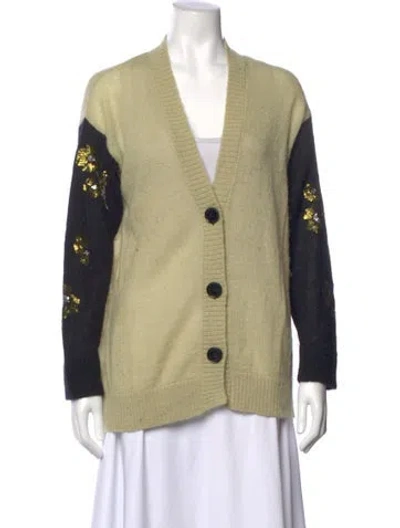 Pre-owned Dorothee Schumacher Mohair V-neck Sweater W/ Tags In Green