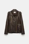 Dorothee Schumacher Long-sleeved Leather Jacket In Brown