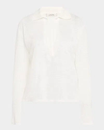 Dorothee Schumacher Natural Ease V-neck Hemp Shirt In White