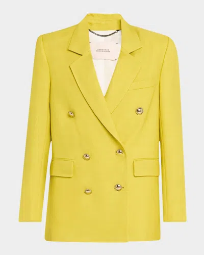 Dorothee Schumacher Occasion Coolness Double-breasted Twill Jacket In Yellow