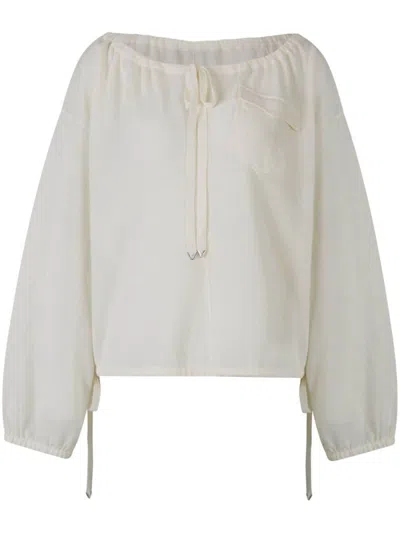 Dorothee Schumacher Refined Essentials Blouse In Wide Round Neckline With Drawstring