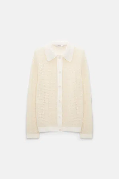 Dorothee Schumacher Open Pointelle Cardigan With Collar In Neutral