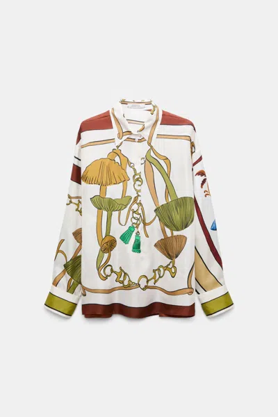 Dorothee Schumacher Oversized Printed Silk Twill Blouse In Multi