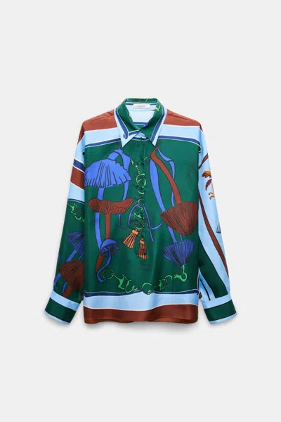 Dorothee Schumacher Oversized Printed Silk Twill Blouse In Multi