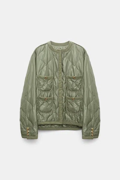 Dorothee Schumacher Pack-away Quilted Nylon Jacket In Green
