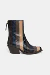 Dorothee Schumacher Patchwork Striped Western-style Chelsea Boots In Beige