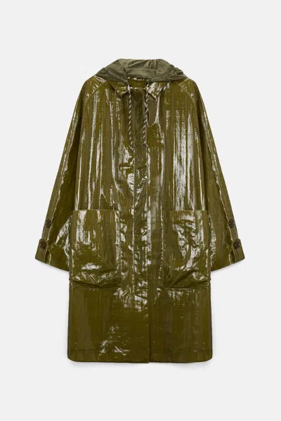 Dorothee Schumacher Patent Coat In Green