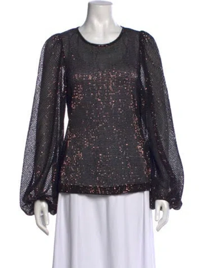 Pre-owned Dorothee Schumacher Patterned Crew Neck Top In Black