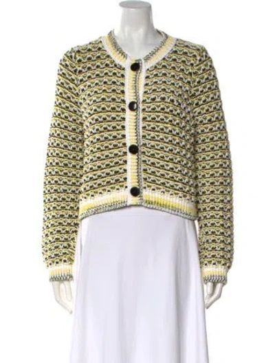 Pre-owned Dorothee Schumacher Patterned Open Front Sweater In Multi