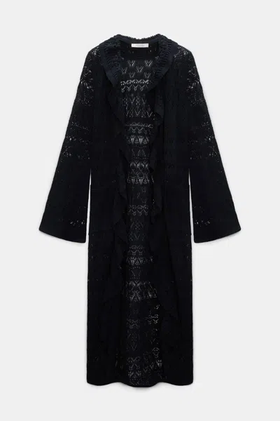 Dorothee Schumacher Patterned Pointelle Knit Coat In Black