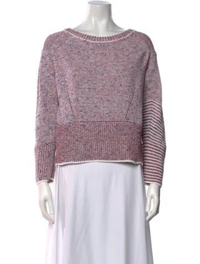 Pre-owned Dorothee Schumacher Patterned Scoop Neck Sweater In White