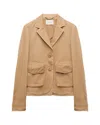 Dorothee Schumacher Cropped Cotton Blazer With Painted Edges In Beige