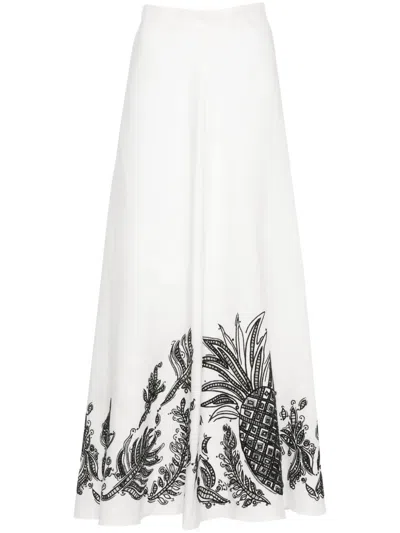 Dorothee Schumacher Pineapple-embroidery A-line Linen Skirt In White
